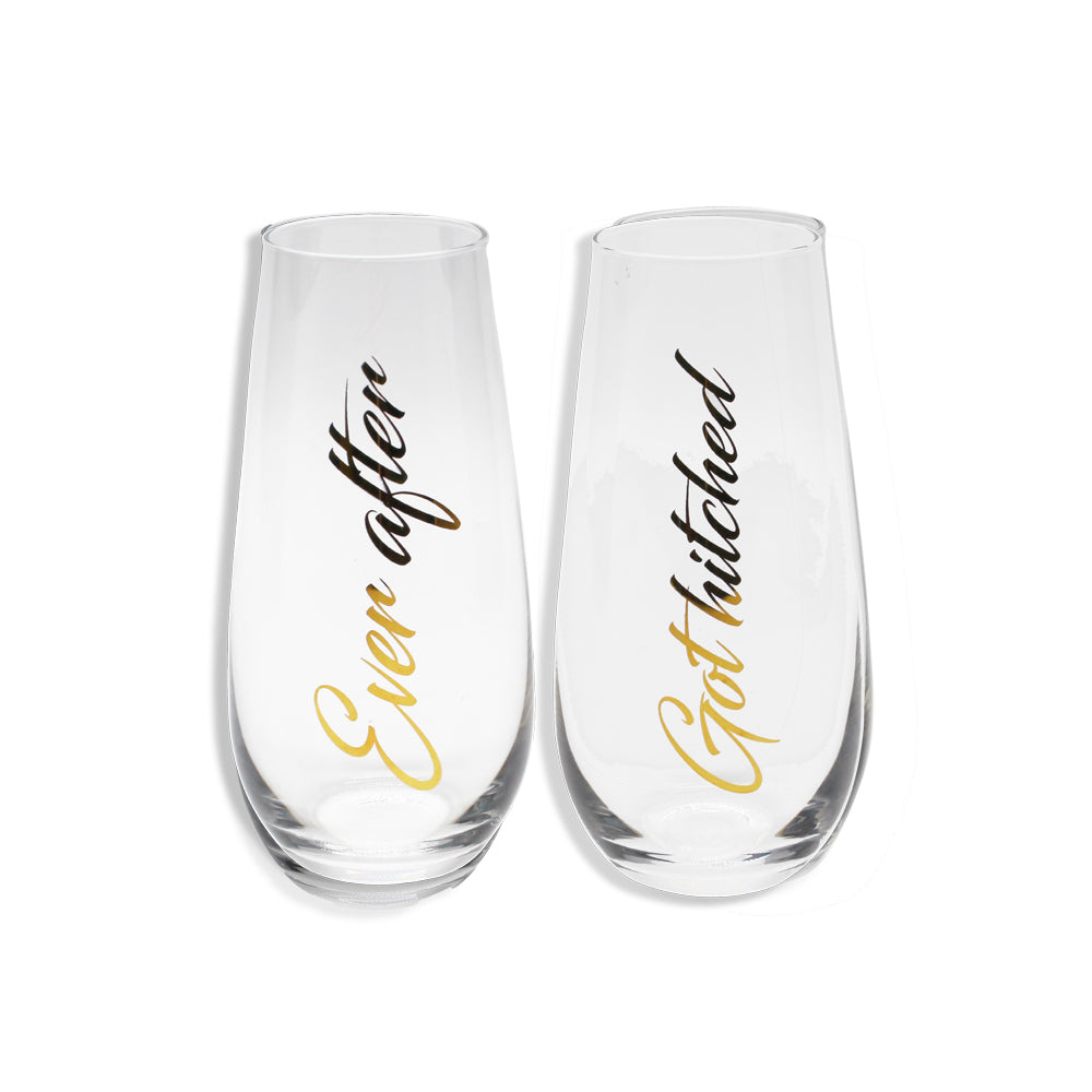 STEMLESS CHAMPAGNE SET | HAPPILY & HITCHED